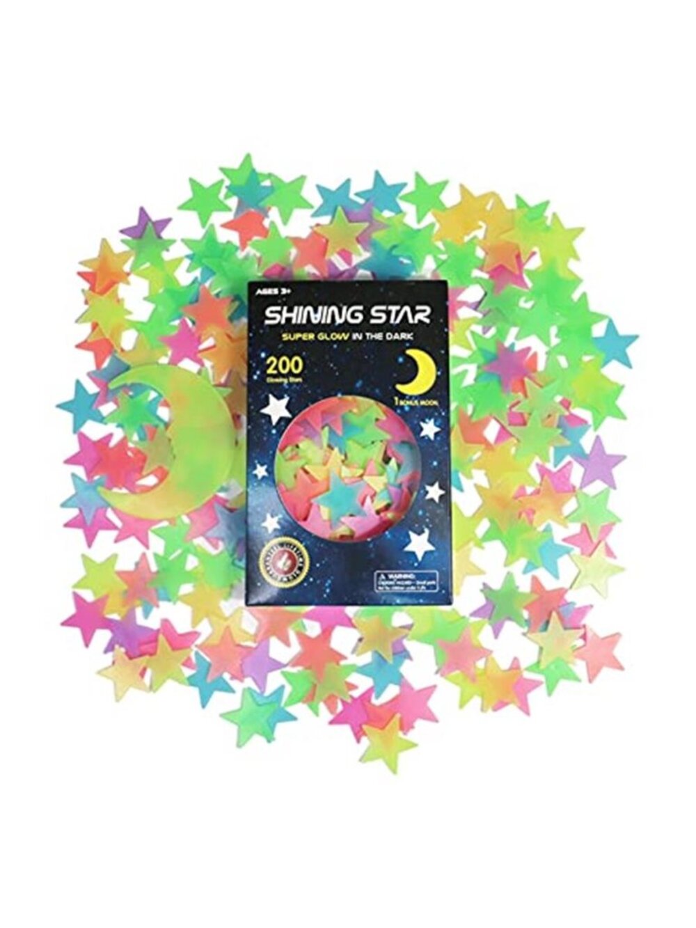 Glow In The Dark Stars 200 pcs Moon Wall Decals Ceiling Stickers Kids Room Decor